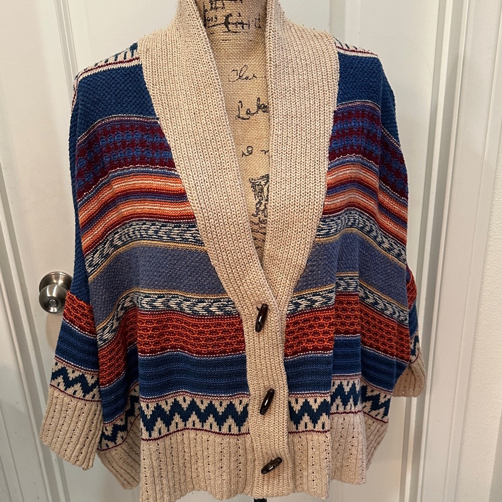 Levee Striped Multicolor Aztec Cardigan Sweater